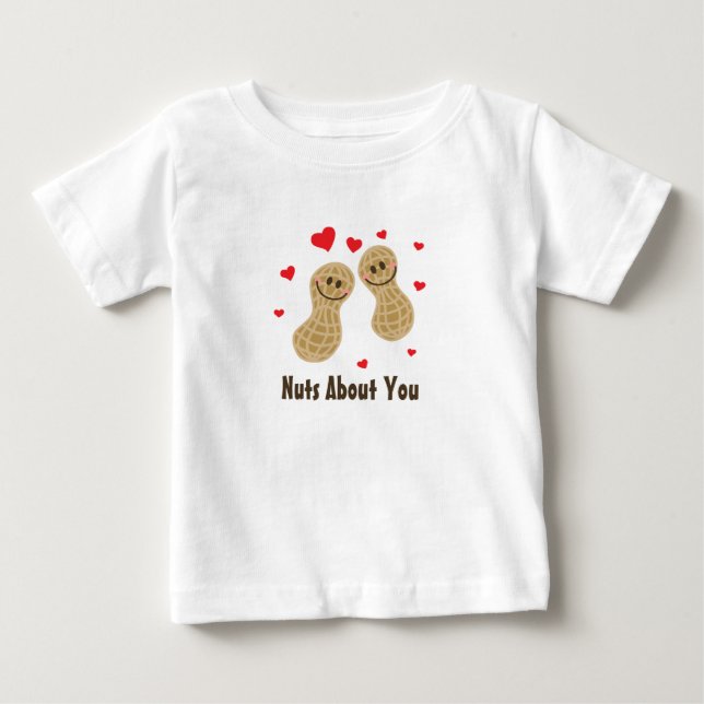 Nuts About You Cute Peanuts Food Pun Humor Unisex Baby T-Shirt (Front)
