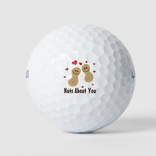 Nuts About You Cute Peanuts Love Food Pun Humor Golf Balls