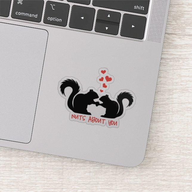 Nuts about you, cute squirrels sticker (Detail)