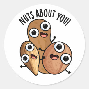 Nuts About You Funny Nut Puns Classic Round Sticker