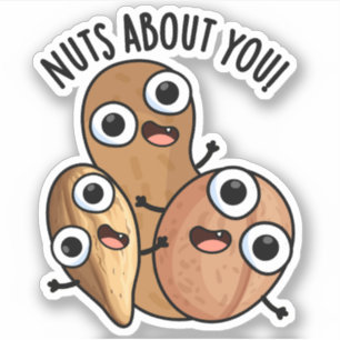 Nuts About You Funny Nut Puns Sticker
