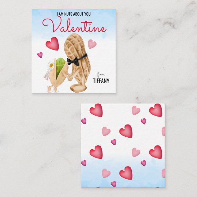 Nuts About You Funny Pun Couple Valentine Note Card (Front/Back)
