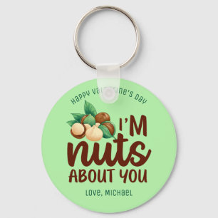 Nuts About You Funny Pun Cute Valentine's Day Keychain