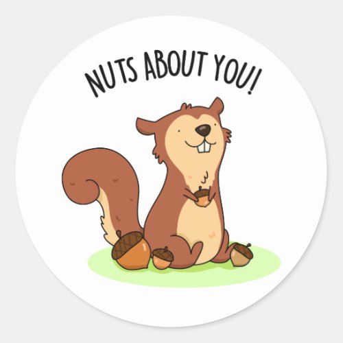 Nuts About You Funny Squirrel Pun  Classic Round Sticker