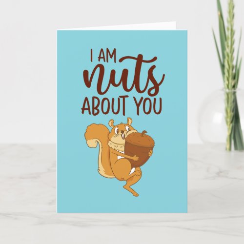 Nuts About You Funny Squirrel Pun Valentines Day Holiday Card