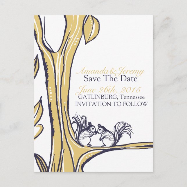 Nuts About You Squirrels Save The Date Announcement Postcard (Front)