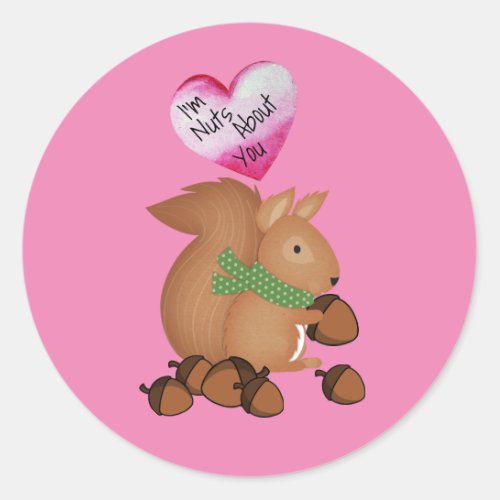 Nuts About You Valentine Squirrel Sticker