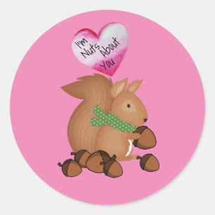Nuts About You Valentine Squirrel Sticker