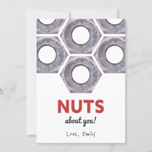 Nuts about you Valentines Day metallic bolts Invitation