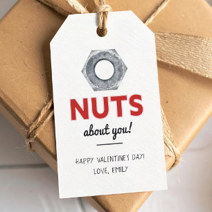 Nuts About You with metallic nuts Valentine's Day Gift Tags