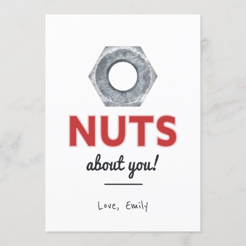 Nuts About You with metallic nuts Valentines Day Invitation