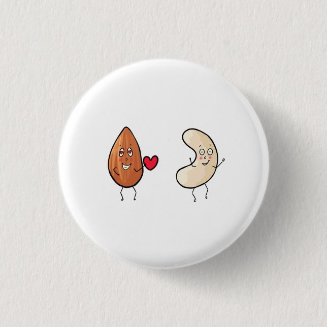 Nuts, almond and cashew nut theme button (Front)