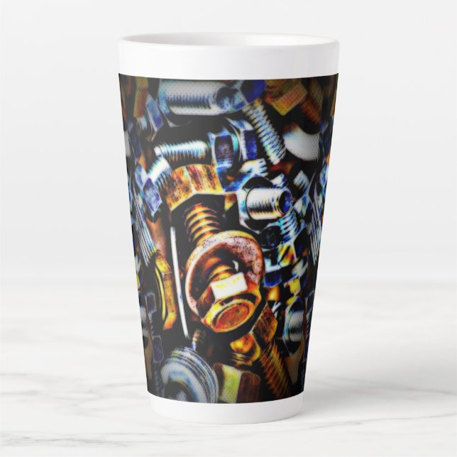 Nuts and Bolts Pop Art Latte Mug (Front)