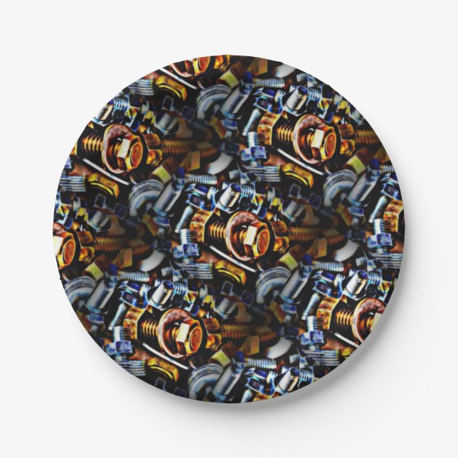Nuts and Bolts Pop Art   Paper Plates (Front)
