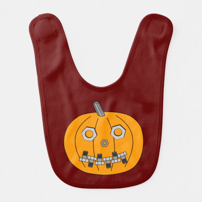 Nuts and Bolts Pumpkin Baby Bib (Front)