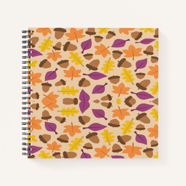 Nuts and leaves Autumn pattern notebook (Front)