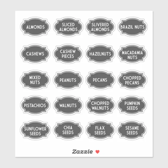Nuts and Seeds Pantry Storage Jar Labels | Zazzle