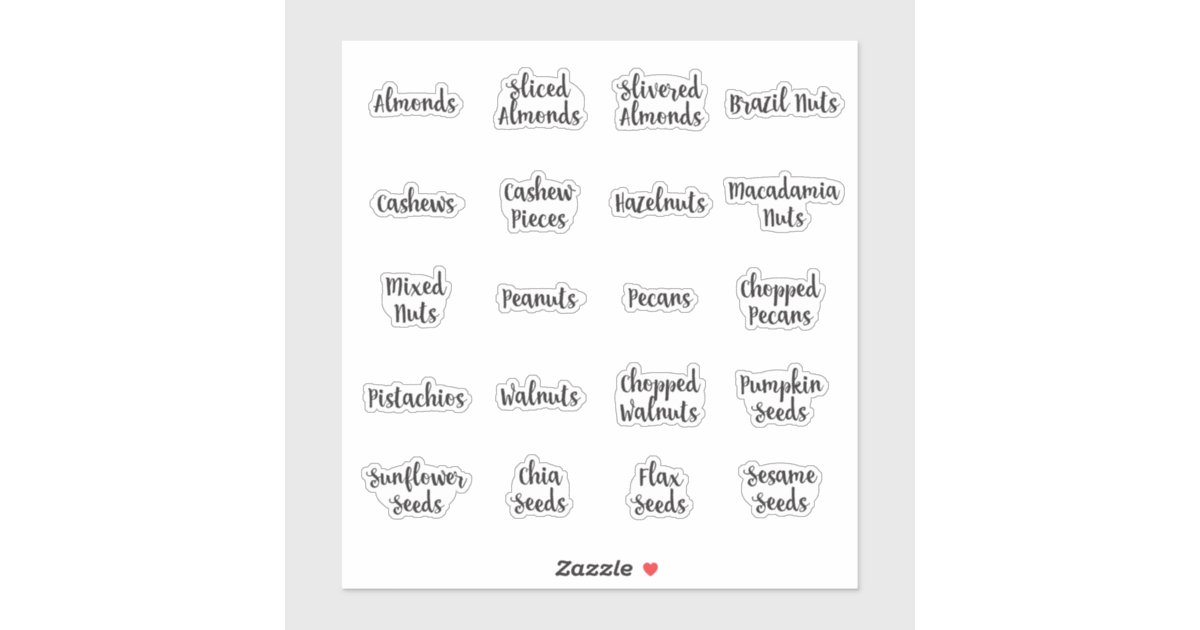 Nuts and Seeds Pantry Storage Jar Script Labels | Zazzle