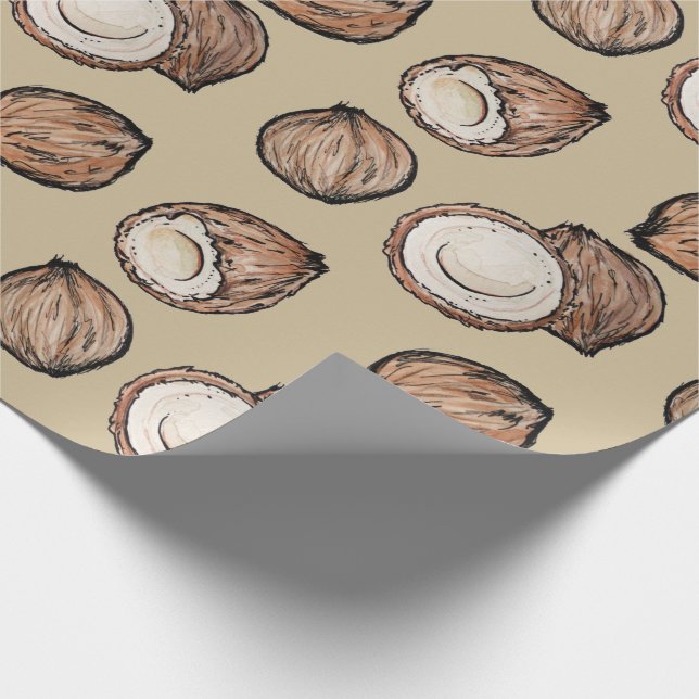 Nuts for Coconut Pattern Wrapping Paper (Corner)