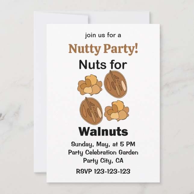 Nuts For Walnuts Funny Nutty Party Invitation (Front)