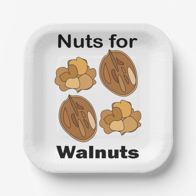 Nuts For Walnuts Funny Party Paper Plates (Front)