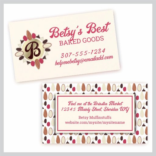 Customizable nuts fruit chocolate baking bakery candy making... business cards