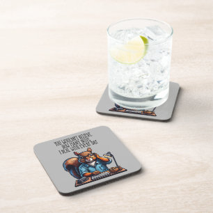 Nuts In The Office - funny workplace squirrel Beverage Coaster