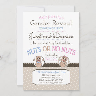 Nuts or No Nuts editable Gender Reveal Invitation