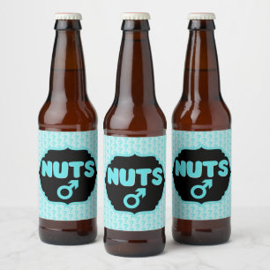 Nuts or No Nuts Pink Blue Gender Reveal Funny Beer Bottle Label