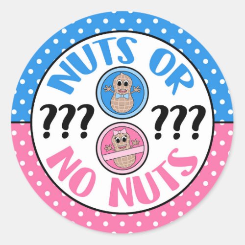Nuts or No Nuts themed gender reveal stickers