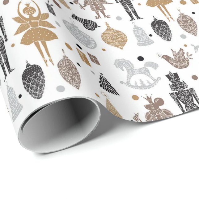 Nuts Ornaments Nutcracker Fairies Wrapping Paper (Roll Corner)