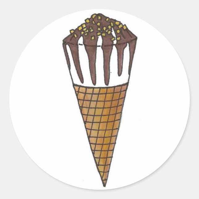 Nutty Buddy Chocolate Ice Cream Cone Foodie Classic Round Sticker (Front)
