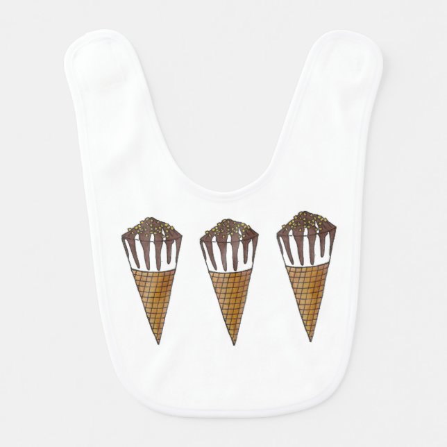 Nutty Buddy Chocolate Ice Cream Peanut Cone Food Baby Bib (Front)
