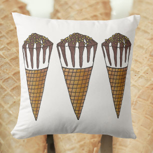 Nutty Buddy Ice Cream Cone Peanuts Chocolate Throw Pillow