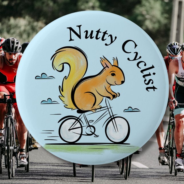 Nutty Cyclist, Squirrel on a bike, cycle animal Button (Creator Uploaded)