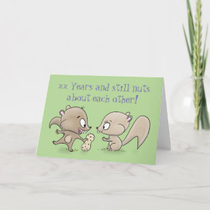 Nutty humor wedding anniversary cartoon squirrels card