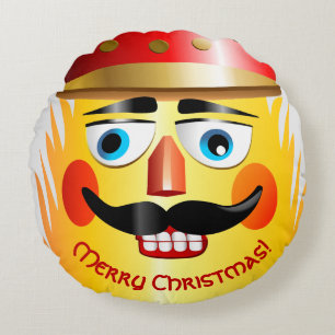 Nutty Nutcracker Toy Soldier Cartoon Round Pillow