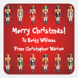 Nutty Nutcracker Toy Soldiers Army Cartoon Square Sticker