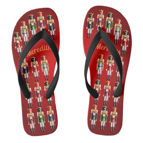 Nutty Nutcracker Toy Soldiers Army Flip Flops