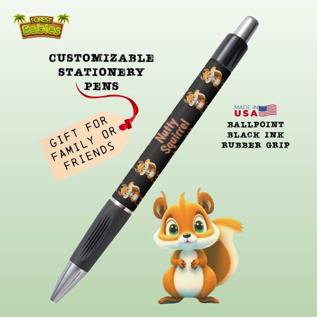 Nutty Squirrel Cute Animal Woodland Wildlife 🐿 Pen (Adorable Wild Nutty Squirrel Fall Forest Creature Nature Wildlife Animal Stationery Pen Gift 🐿🎁)