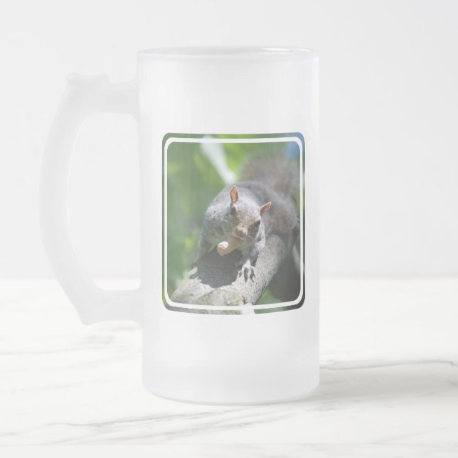 Nutty Squirrel Frosted Beer Mug (Left)