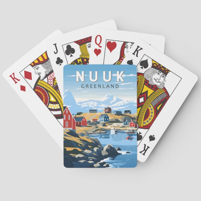 Nuuk Greenland Travel Art Vintage Poker Cards (Back)