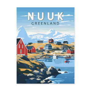 Nuuk Greenland Travel Art Vintage Postcard