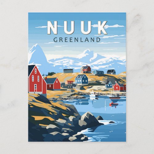 Nuuk Greenland Travel Art Vintage Postcard