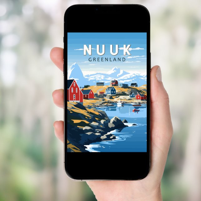 Nuuk Greenland Travel Art Vintage Poster (Front Digital)