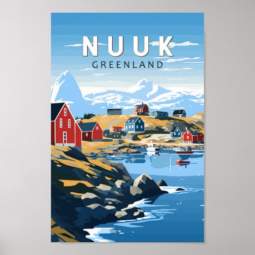 Nuuk Greenland Travel Art Vintage Poster