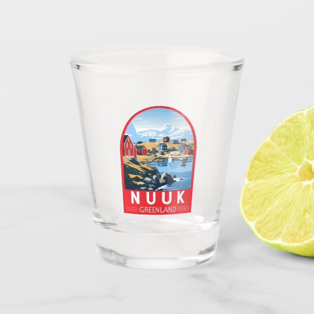 Nuuk Greenland Travel Art Vintage Shot Glass (Front)