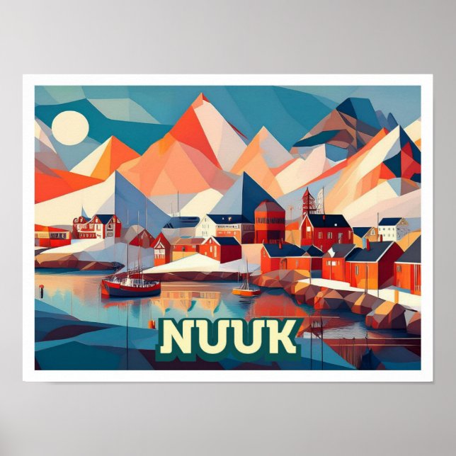 Nuuk Greenland Travel artistic colorful Poster (Front)
