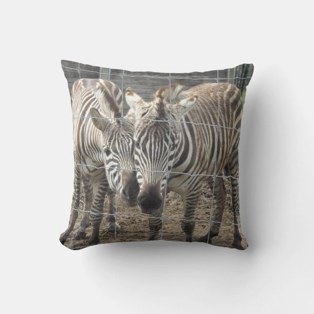 Nuzzling Zebras Throw Pillow (Front)