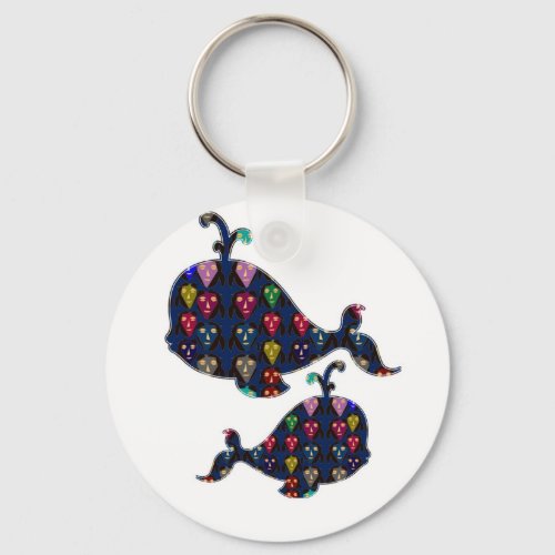 NVN85 WHALE fish aquatic aquarium NavinJOSHI art Keychain